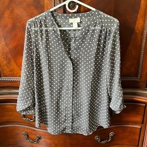Loft grey with white polka dots blouse